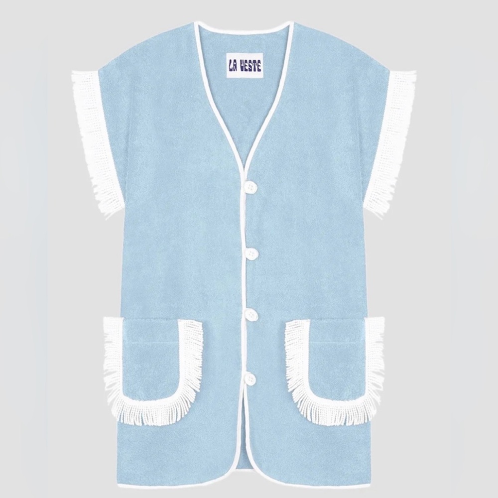 La Veste Terry Towel Pitaya Coverup Dress Celeste